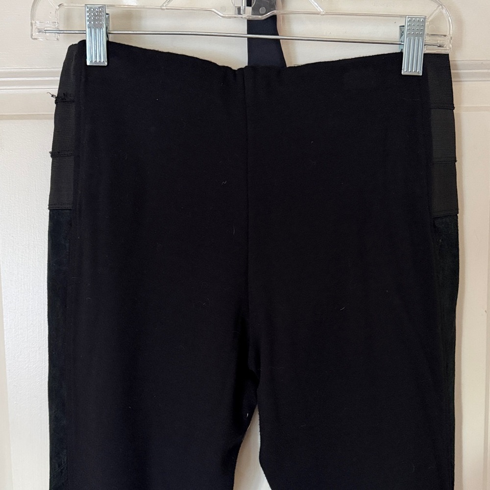 Hale Bob large black leggings with  genuine suede side panels